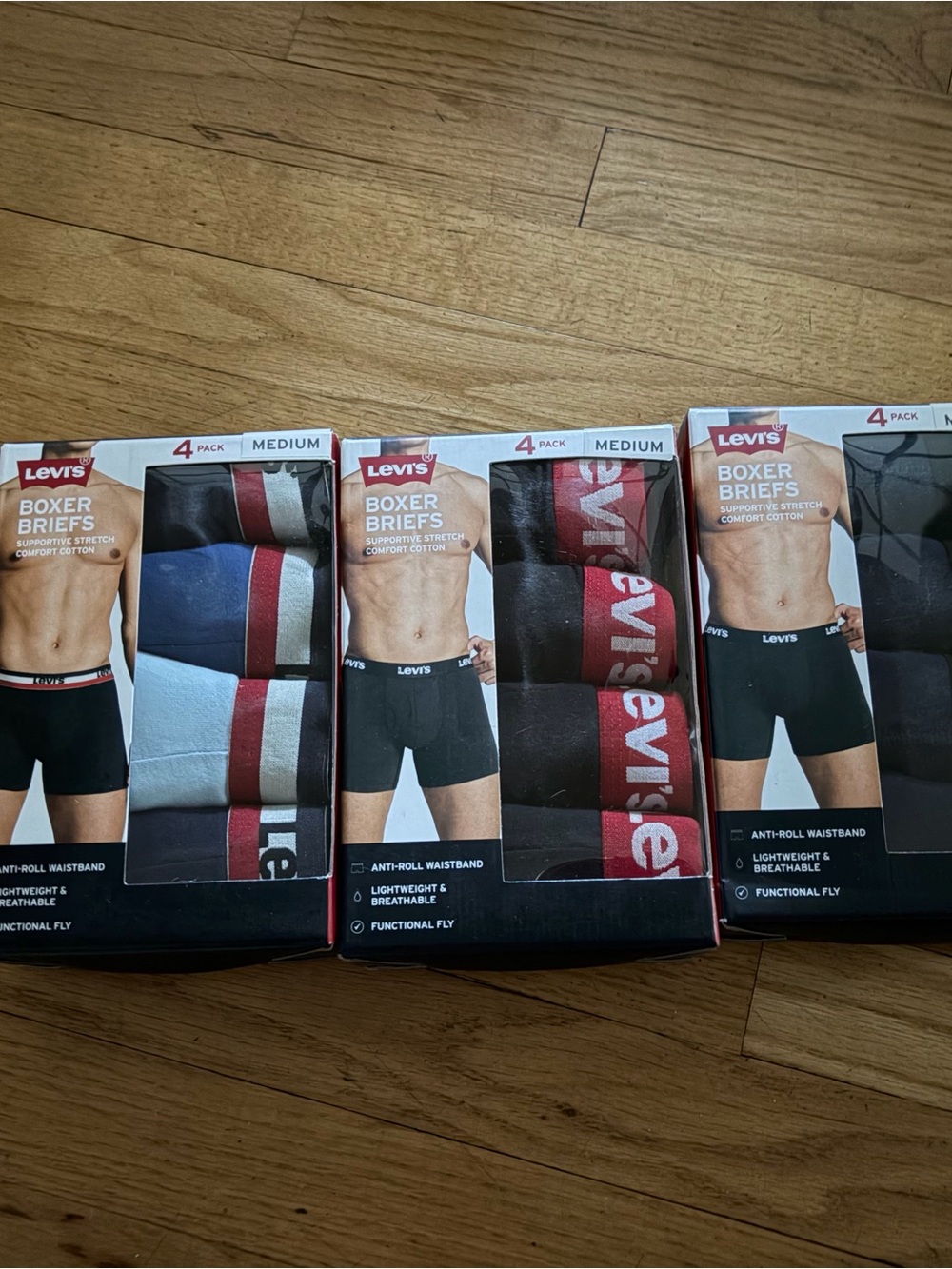3x Levi's Men's 4-Pack Boxer Briefs 12 pairs (Medium)